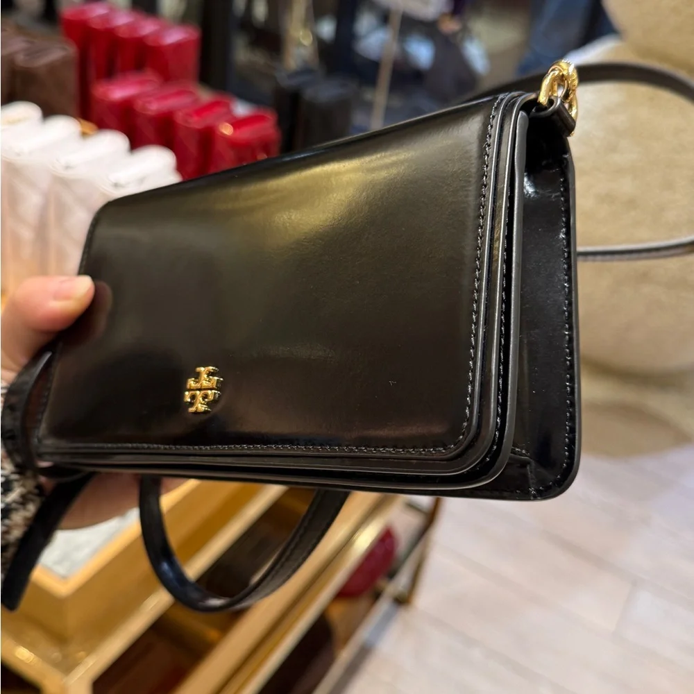 Tory Burch Black shine Leather Crossbody Bag